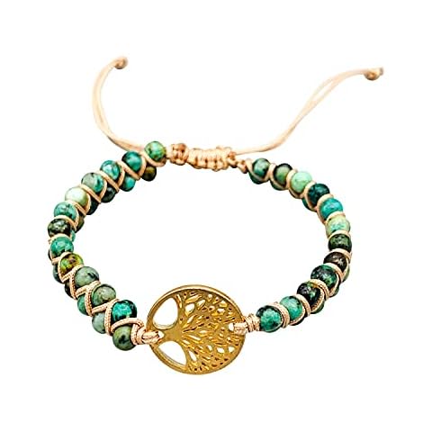 Tree of Life Lucky Knot Bracelet Made of Jasper Gemstone Beads Meditation Bracelet Cover