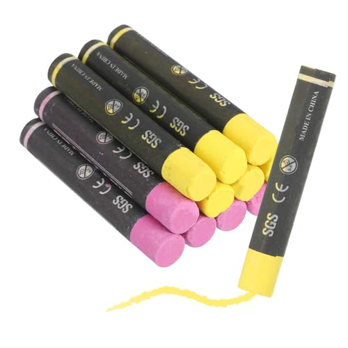 sourcing map 12Pcs Lumber Marking Crayons, 2.8 x 0.4 Round Wax Tire Marker Pen Drawing Crayons for Wood Metal Wood Carton Ceramics Glass Plastic (Yellow/Pink)