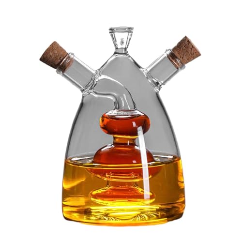 KXAOXGRC Botella de Vidrio dispensador de Aceite y vinagre, Botella dispensadora de Aceite y vinagre 2 en 1 de Vidrio con Tapones de Corcho en Varios tamaños(A Model,500ML)