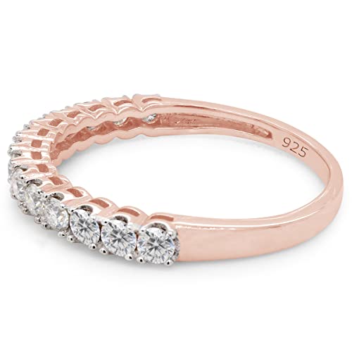 SAVEARTH DIAMONDS 1/2 cttw Round Cut Lab Created Moissanite Diamond Half Eternity Stackable Band Ring For Women In 14K Gold Over Sterling Silver (VVS1 Clarity, 0.50 Cttw)3