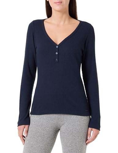 Emporio Armani HOMAN'S Warm Rib Long Sleeve Henley Blue M, Azul, M