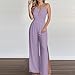 Purple Women Slim Tunics Pants Catsuit for Women Work Elegant Lounge Uniform Going Out Sexy Low Cut with Slit Plain Long Leg Fall Summer 2026 Clothes Fashion M
