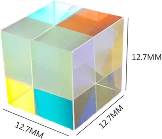 4PCS Optical Glass X-Cube Dichroic Prism RGB Combiner/Splitter, 0.5" Cube for Physics Education & Kids' Light Refraction Toy