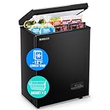 DEMULLER Chest Freezer 4.0 CU. FT Ultra-low Temperature Deep Freezers (Down to -12 ℉) with TWO Removable Baskets Accurate Display of Cabinet Temp Freestanding Black