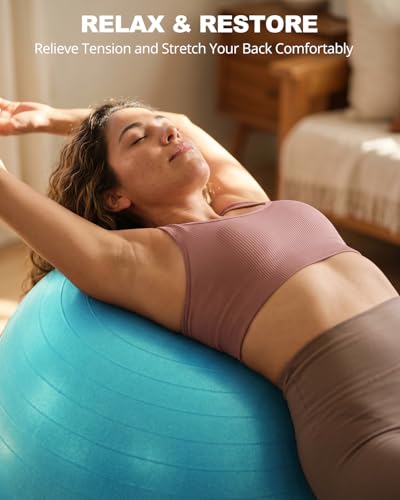 Image of Trideer Yoga Ball for Exercise, Pilates, Core & Balance Training, Stability Ball for Pregnancy & Birthing Prep, Physical Therapy, Daily Stretching, Office Chair for Active Sitting, Quick Pump Included