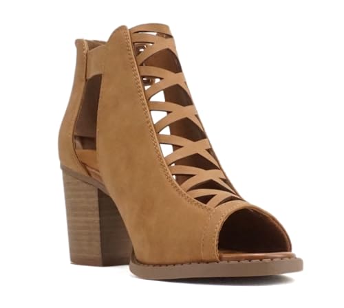 Image of Soda Aran ~ Women Open Toe Crisscross Straps Back Zipper High Heel Fashion Sandal with Adjustable Ankle Strap