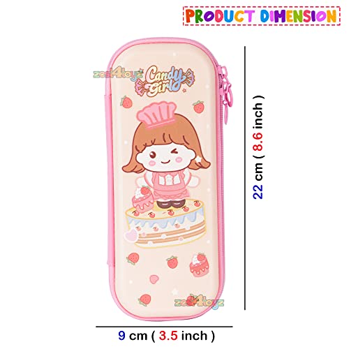 Image of Zest 4 Toyz Pencil Pouch for Girls for School | 3D Cover EVA Cute Girl Theme | Compass Box Organizer | Large Capacity Pencil Pouch Bag | Premium Stylish Pen Holder Pencil Box for Kids | Return Gifts
