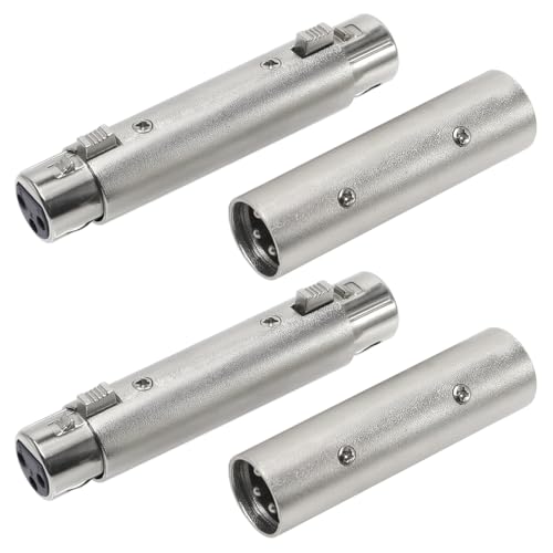 GOIYZTTR 4 Piezas Adaptador Cambiador de Género XLR a XLR Adaptador XLR Macho a Hembra de 3 Pines Adecuado para Conectar Micrófonos y Mezcladores
