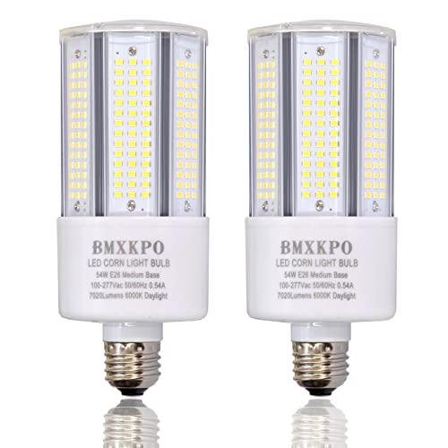 Bmxkpo 2 Pack 600W Equivalent Led Corn Light Bulb 7020Lm 54W Corn Cob Light Bulb, 6000K Daylight White E26 Base Lamp , For Indoor Outdoor Ceiling Fan Porch Garage Home Lighting #TOP22
