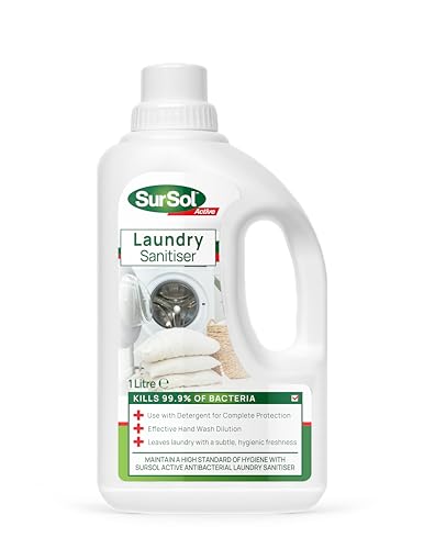 SurSol Active - Antibacterial Laundry Sanitiser 1L - Kills 99.9% of Bacteria & Odours - Hygienic Fabric Disinfectant for Clothes Towels & Bedding