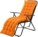Sun Lounger Chair Cushions, Sundlight Patio Cushions Chaise Outdoor Mattress Recliner Quilted Thick Padded Seat Cushion Reclining Chair Rocking with Ties (155x48x8cm/61x18.89x3.14inch, Orange)