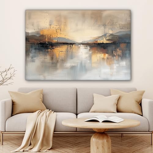 MuchoWow© Cuadros Decoracion Salon Modernos 120x80 cm para Dormitorios Cuadro Decorativos de Salon Lienzos Decorativo Pictures for Living Room Decorarivos Arte - Acuarela - Gris - Abstracto - imagen 5