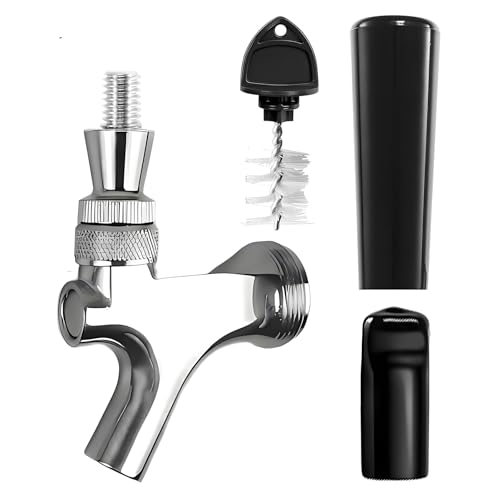 1 Set All 304 Stainless Steel Beer Tap Faucet Kit - Draft Beer Dispenser with Handle Spout Cover & Cleaning Brush for Kegerator Home Bar (All Stainless Steel Construction) (1)