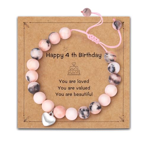 Birthday Gifts for 4-10 Girls, Adjustable Sparkling Delicate Pink Charm Cute Bracelet for Teen Girls for Daughter Granddaughter Niece Sister Teens Friends