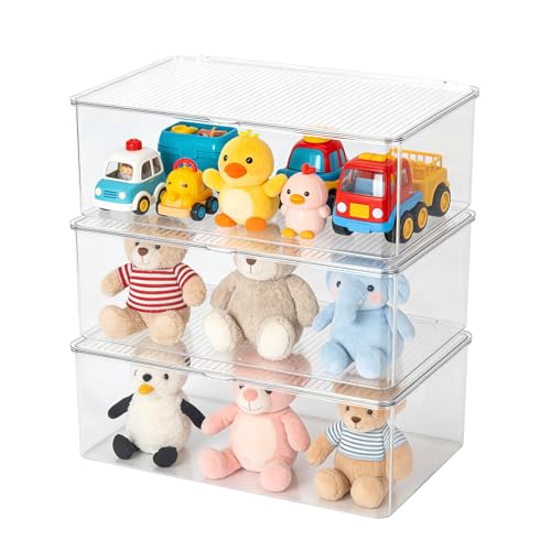 yaenoei Set of 3 Small Stackable Storage Bins with Hinged
