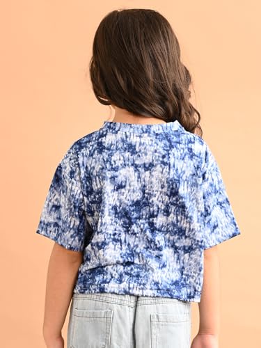 Image of LILPICKS Tie Dye Printed Drop Shoulder Loose Fit Top for Girls