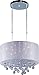 ET2 E22385-120PC Veil Crystal Beads & Silver Sheer Fabric Drum Pendant Ceiling Lighting, 9-Light 360 Watts, Chrome
