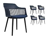 Kosmi Lot de 4 chaises Modernes en résine Bleu et Pieds Design Noirs