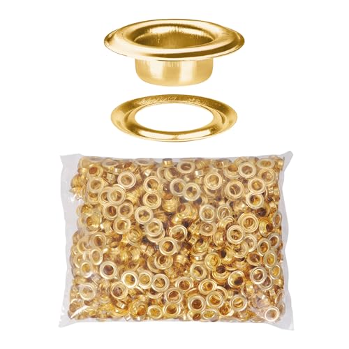 Yescom 1000 pcs Grommet Kit 3/8 inch Size #2 Eyelets and Washers Brass for Hand Press Workshop Apparel Leather Printing Scrim Banner Tarp YES0377