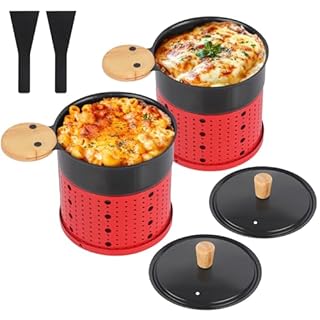 ipow Lot de 2 Appareil Raclette Bougie à Revêtement Antiadhésif,Poêlon Raclette Individuelle de Fusion Rapide sans Fil pour Fromage Fondu Chocolat Oeuf Frit à Table,dans Jardin,en Camping,2 Spatules