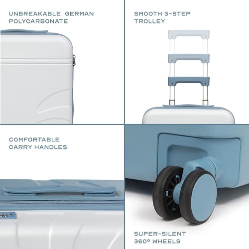 Image of Assembly Large Check-in Suitcase with Expandable Design & TSA Lock, Spacious + Expandable Polycarbonate Hard Shell Luggage for Long Holidays with up to 8L Extra Space, Blue, 28-Inch