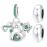PANPOKI 3 dijes de piedra natal para pulsera de abalorios de plata de ley 925 con corona de corazón infinito, cuentas espaciadoras para pulseras y collares, regalos de cumpleaños, día de la madre