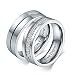Aeici His &Hers I Love You Matching Rings Endless Love Stainless Steel Ladies Ring for Women Men Inlaid 9 CZ