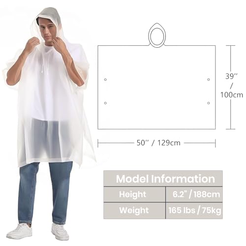 Image of Allextreme EVA Poncho Raincoat Transparent Hooded Water Resistant Rain Jacket with Sleeves for Women Men Camping Rainy Season Travel (White)