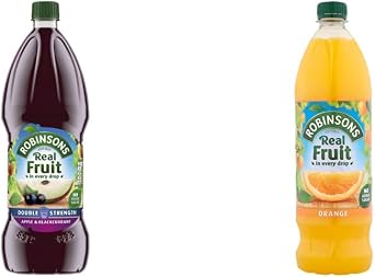 Robinsons Fruit Squash - Low Calorie - Double Strength - Apple and Blackcurrant 1.75L & Orange Squash, 1L