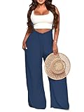 Nimsruc Womens Jumpsuit Casual Loose Sleeveless Adjustable Spaghetti Straps Wide Leg Pants Baggy Overalls With Pockets Dark Blue XXL