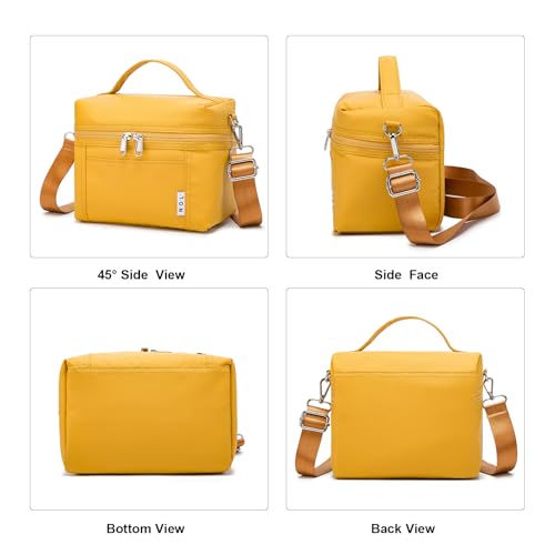 Image of NOL Natural Organic Lifestyle Reusable Insulated Lunch Bags for Adults Lightweight Nylon Waterproof Lunch Box with Removable Adjustable Strap Insulated Lunch Bag for Work (Small Earth-yellow)