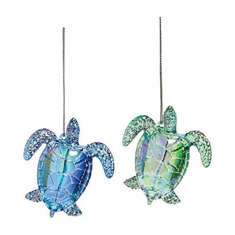 GALLERIE II ORN75819 2 Assorted Acrylic Sea Turtle Hanging Ornaments 3 inches Cover