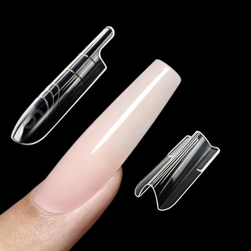 280Pcs Sandwich Dual Nail Forms - 14 Sizes Oval Shape for Builder Gel, Reusable Full Cover Nail Extension Molds for Professional Salon & Home DIY