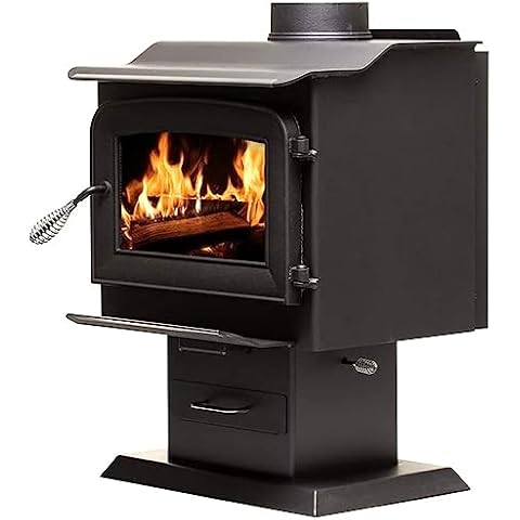 Ashley Hearth AW1120E-P 1,200 Sq. Ft. EPA Certified Pedestal Wood Burning Stove, Black Cover