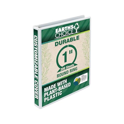 Image of Samsill Plant-Based 1 Inch Durable Round Ring, View Binder, Eco-Friendly, USDA Certified Biobased, Single, White