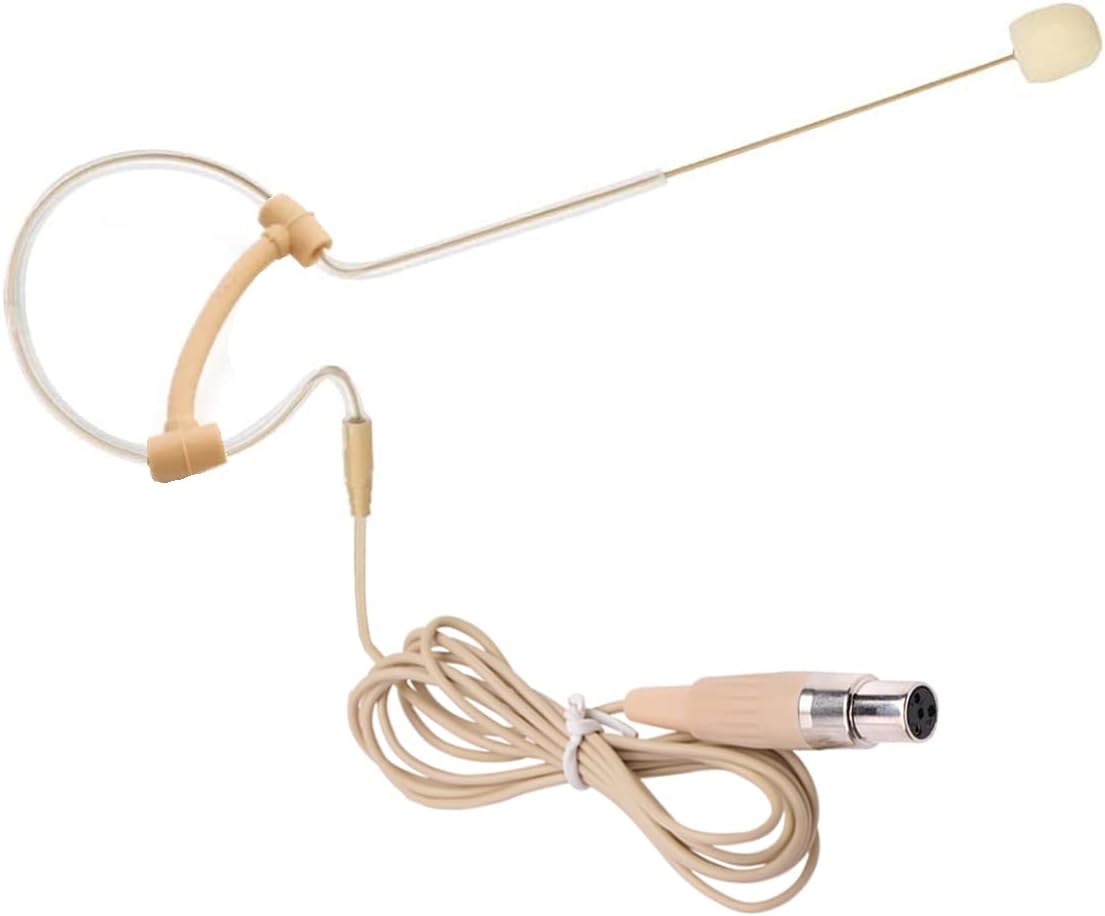 Single Ear Headset Microphone Earset Headworn Mic Compatible with Shure Wireless System Bodypack Transmitter with 1.2m Cable Windscreen Mini XLR 4 Pin TA4F Plug