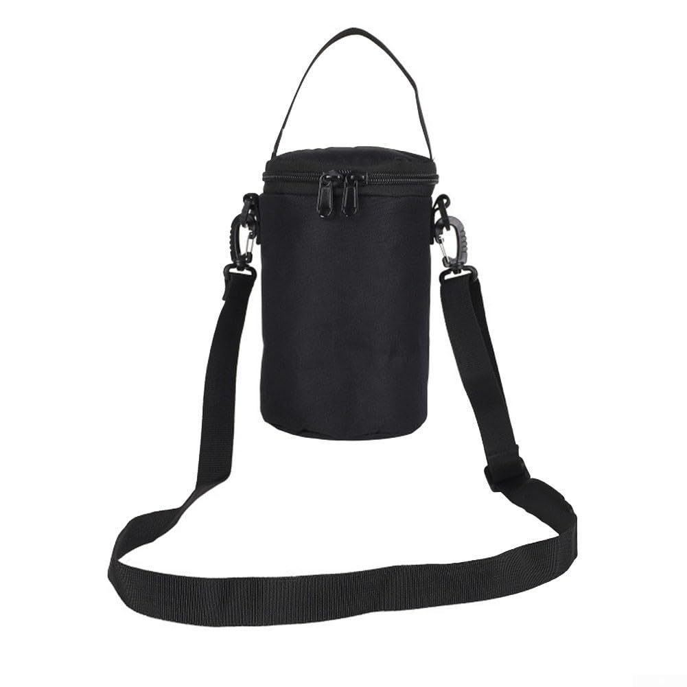 Outdoor Camping Lantern and Gas Tank Storage Bag with Zipper Closure and Shoulder Strap, Nylon Construction Suitable for Hiking and Fishing Trips (Black S)