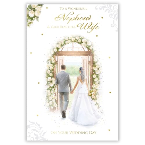 Paper Rose Hochzeitskarte für wunderbaren Neffen und Ehefrau – elegantes Brautpaar mit floralem Rosenbogen-Design – Hochzeits-Glückwunschkarte für ein besonderes Paar – Folien-Finish Paper Rose Hochzeitskarte für wunderbaren Neffen und Ehefrau – elegantes Brautpaar mit floralem Rosenbogen-Design – Hochzeits-Glückwunschkarte für ein besonderes Paar – Folien-Finish