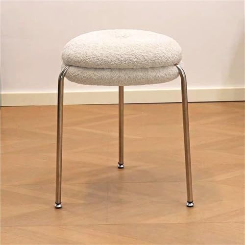 Versatile Stackable Metal Stool - Stylish Vanity & Dressing Chair with Wide Seat, Floor-Friendly Pads, Space-Saving Design for Living Room, Office, Brown