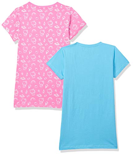 Image of Joshua Tree Girl's Cotton Knee-Long Dress (HK002-14 Pink AOP Sky Blue 8-9 Yrs)
