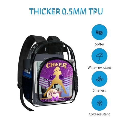Clear Backpack for School Girls - Custom Cheerleader 17 Inches Transparent Heavyduty Schoolbag for Teens, Women, Student, Kids 10-12 in Elementary, Middle, High, College & Stadium Event3