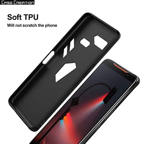 Image of Case Creation for Asus ROG Phone II (ZS660KL) 2019 Back case, ASUS ROG Phone II Slim Flexible Smart Look case with 360 Camera All Angle Protection (Pure Black)