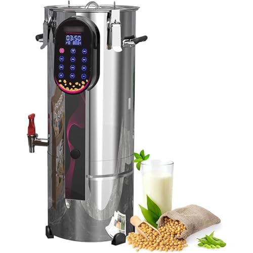 Commercial Soy Milk Machine, Automatic Dry and Wet Bean Grinding, Built-in Removable Filter, 24-Hour Timer, for Kitchen and Restaurant Use