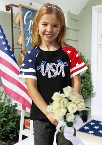 Image of Ithalt Boys Girls USA Shirts Kids 4th of July Shirts American Flag Tshirt Patriotic Top Independence Day Outfit 5-13y