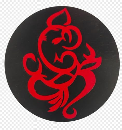 Ganesha de pared moderno en panel redondo abstracto de madera para salones 2