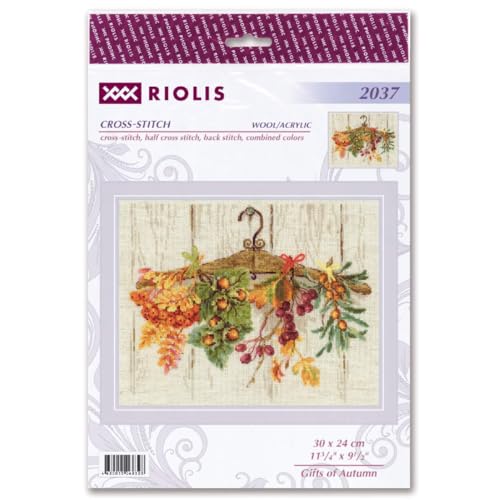 Image of RIOLIS - Gifts of Autumn 2037, Cross Stitch Kits 11.75 inchX9.5 inch, Cross Stitch Kits for Beginners & Advanced, Crossstitching Kit Adult, Embroidery Counted Stitching Kit