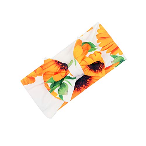 Image of Galabloomer Newborn Receiving Blanket Headband Set Baby Flower Rose Swaddle with Big Bow (White Sunflower)