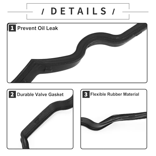 Image of Motoforti Valve Cover Gasket, Cylinder Head Valve Seal Gasket, for Subaru BAJA Turbo 2005-2009, Rubber, with Spark Plug Seals, No.13293AA051 Black, 1 Set