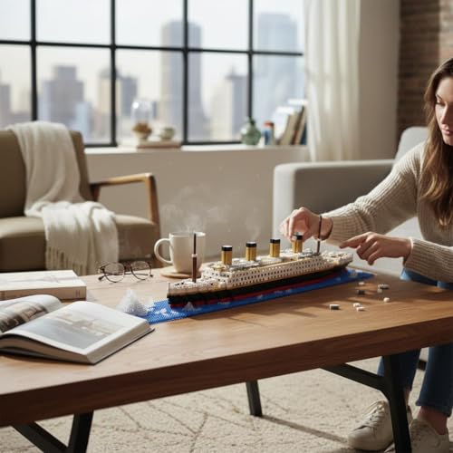 Image of SKY LINE OCEAN Titanic Ship Micro Mini Building Blocks Set (1878 Pieces, Complex only for 14+, Micro Blocks) -DIY Construction Toy, Detailed Ship Replica, STEM Gift | 5 Year Structural Warranty