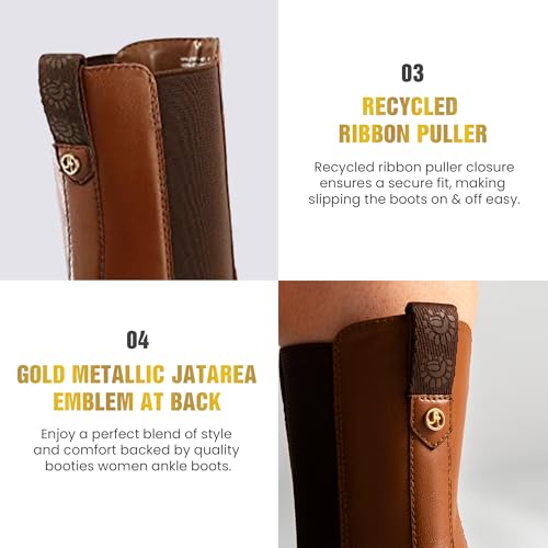 JATAREA Ankle Boots for Women - Stylish Leather with Block Heel Chelsea - Comfortable & Easy Wear Womens Bootie - Cushioned Insole for Comfort - Fashionable and Versatile Design - BELA 5